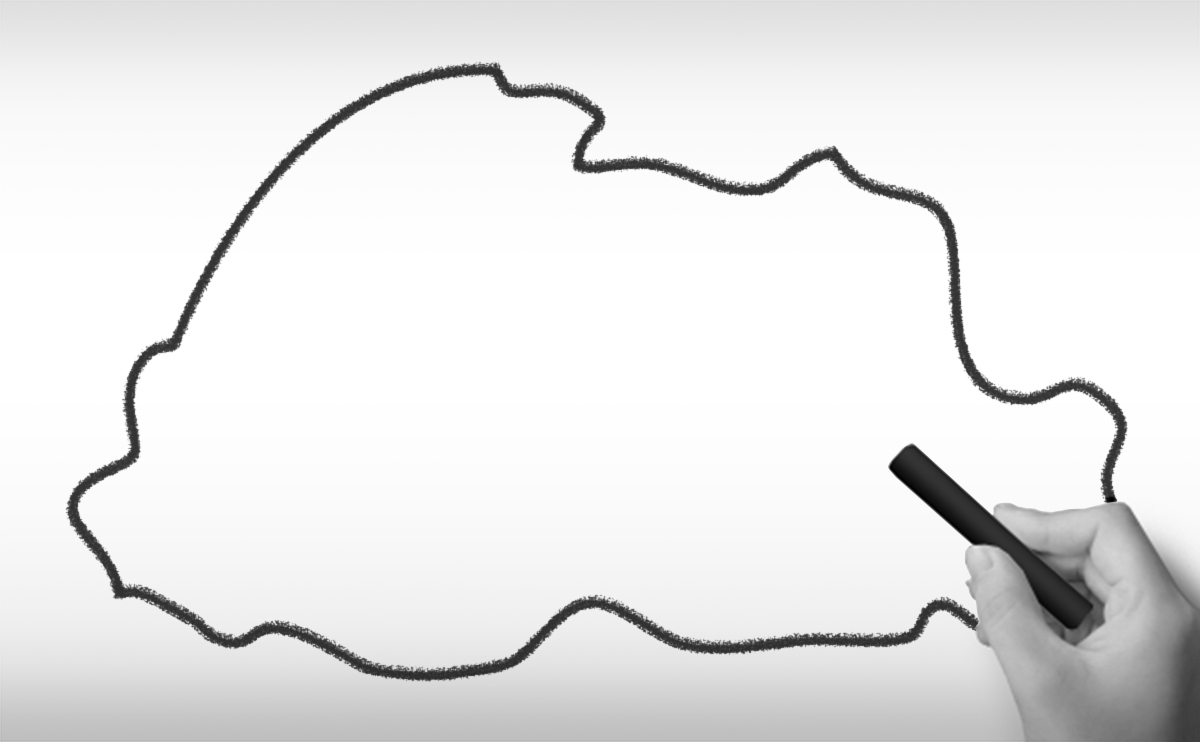 ブータン王国の白地図イラスト