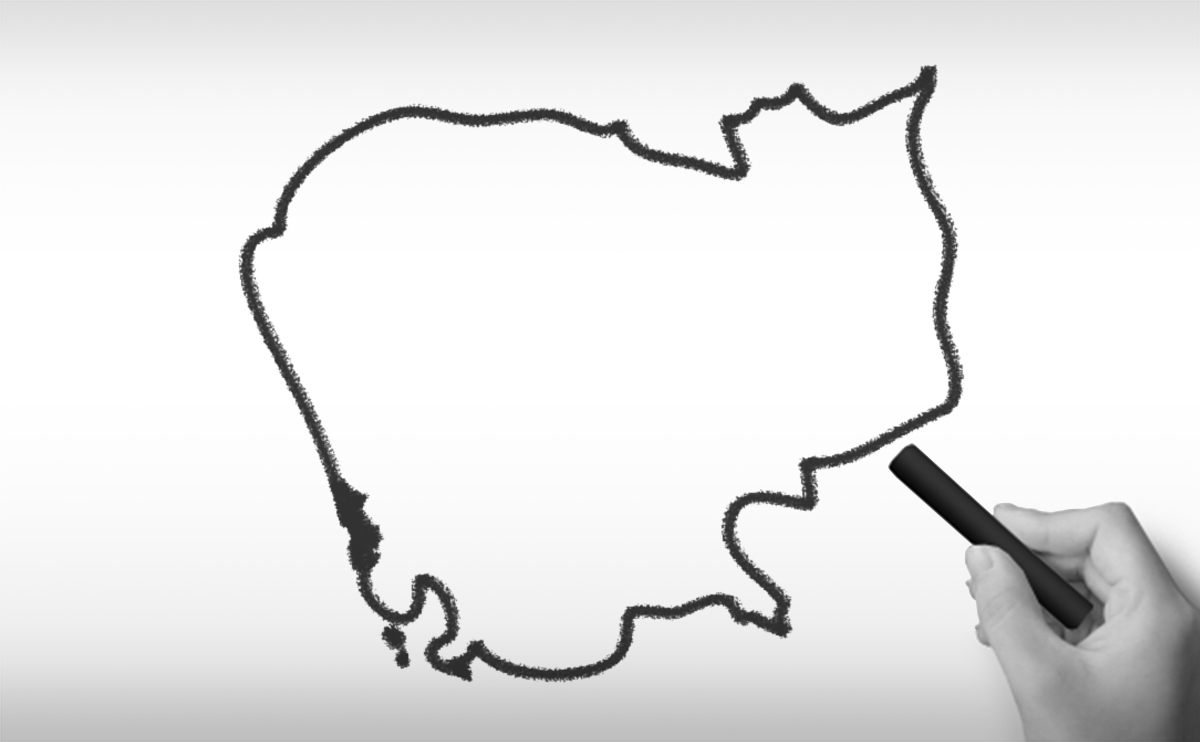 カンボジア王国の白地図イラスト