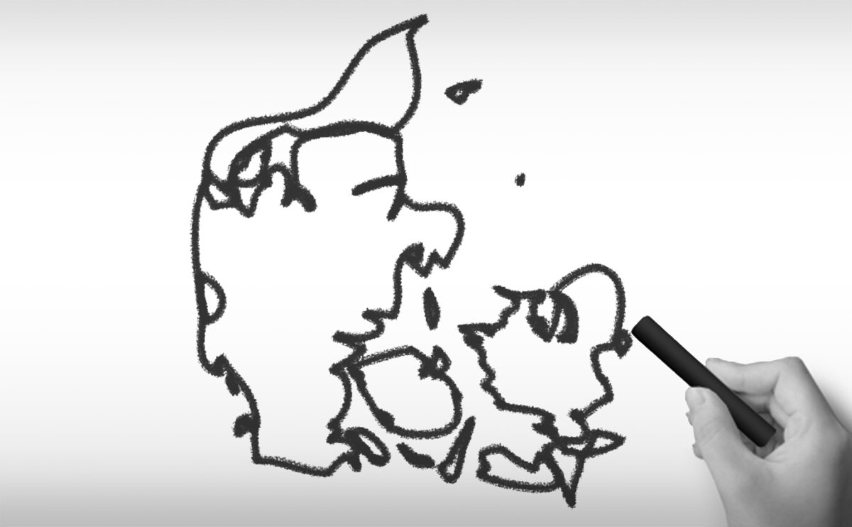 デンマーク王国の白地図イラスト