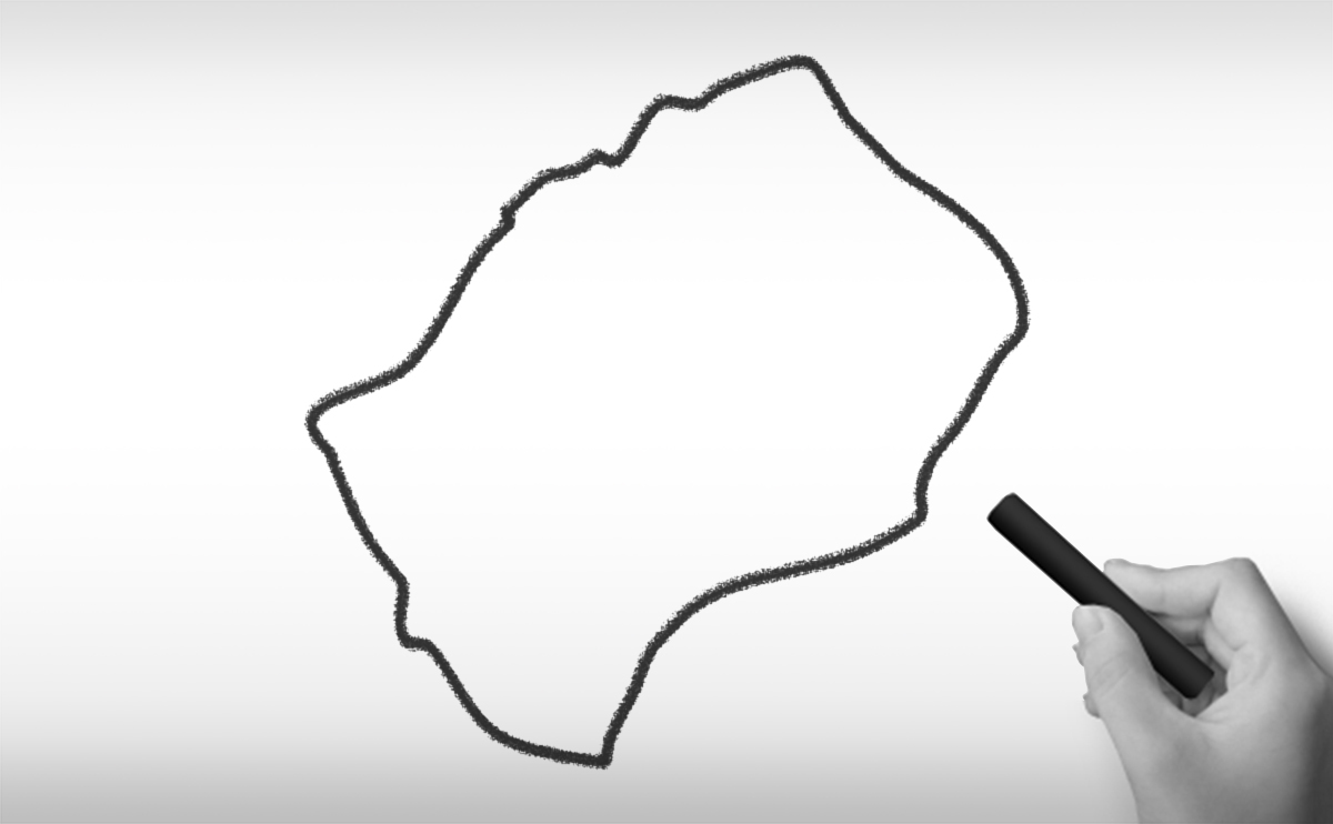 レソト王国の白地図イラスト