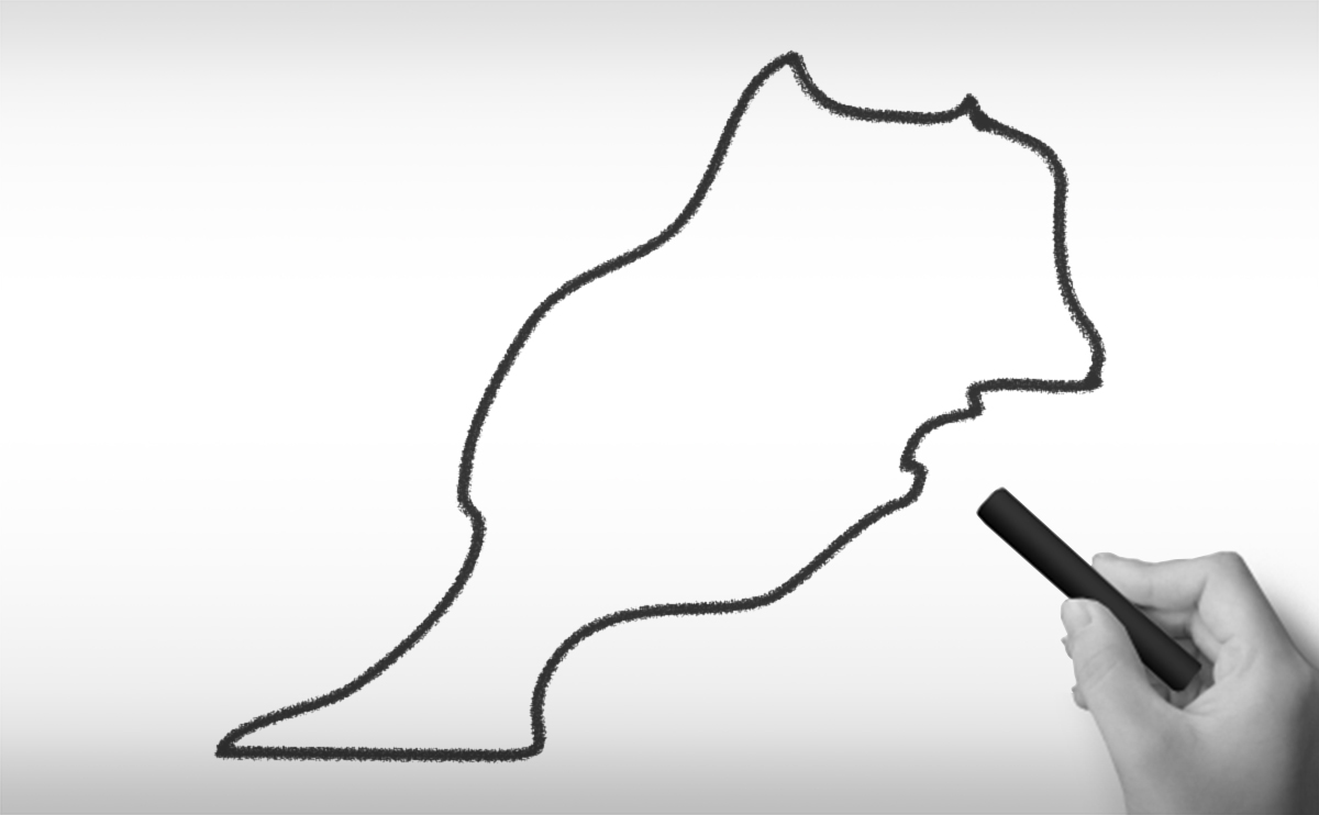 モロッコ王国の白地図イラスト