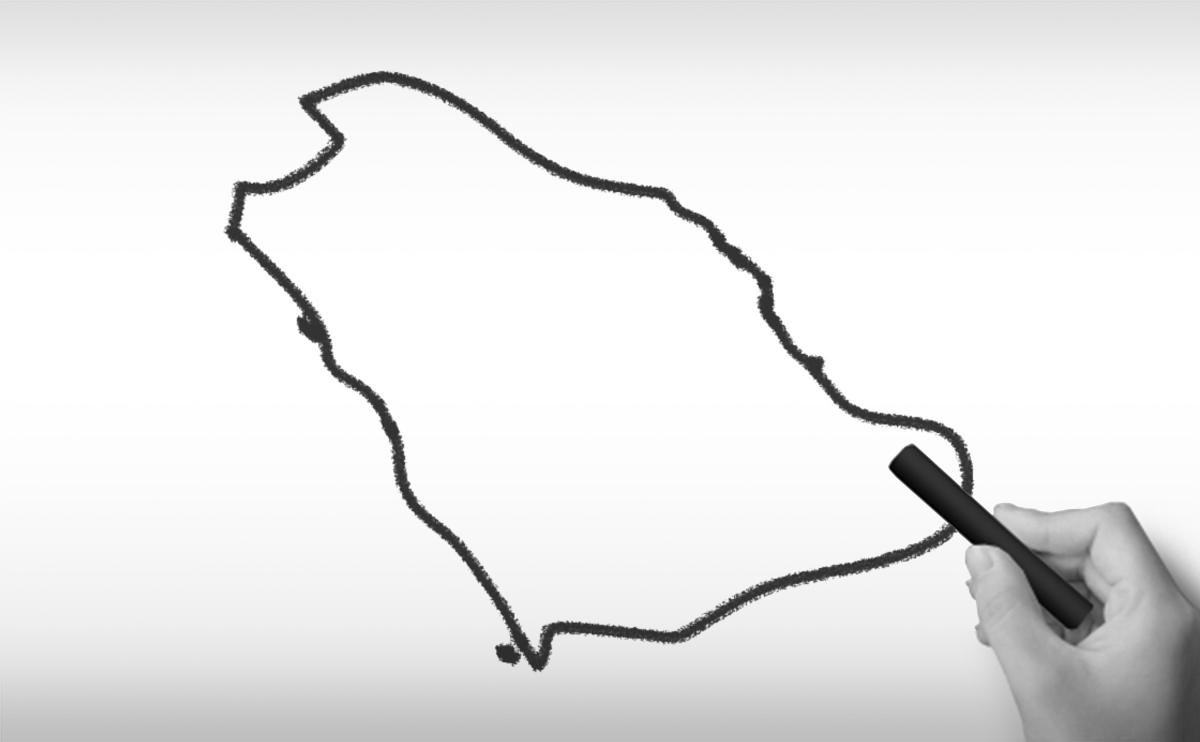 サウジアラビア王国の白地図イラスト