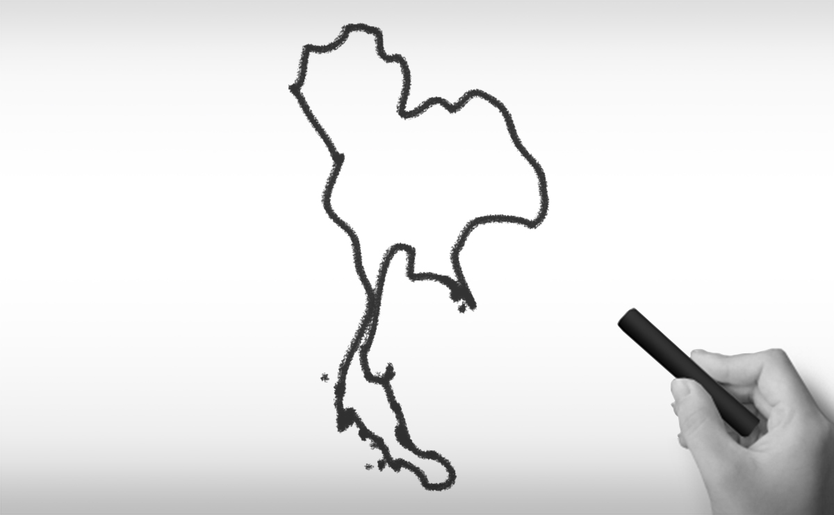 タイ王国の白地図イラスト