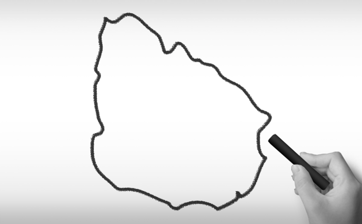 ウルグアイ東方共和国の白地図イラスト