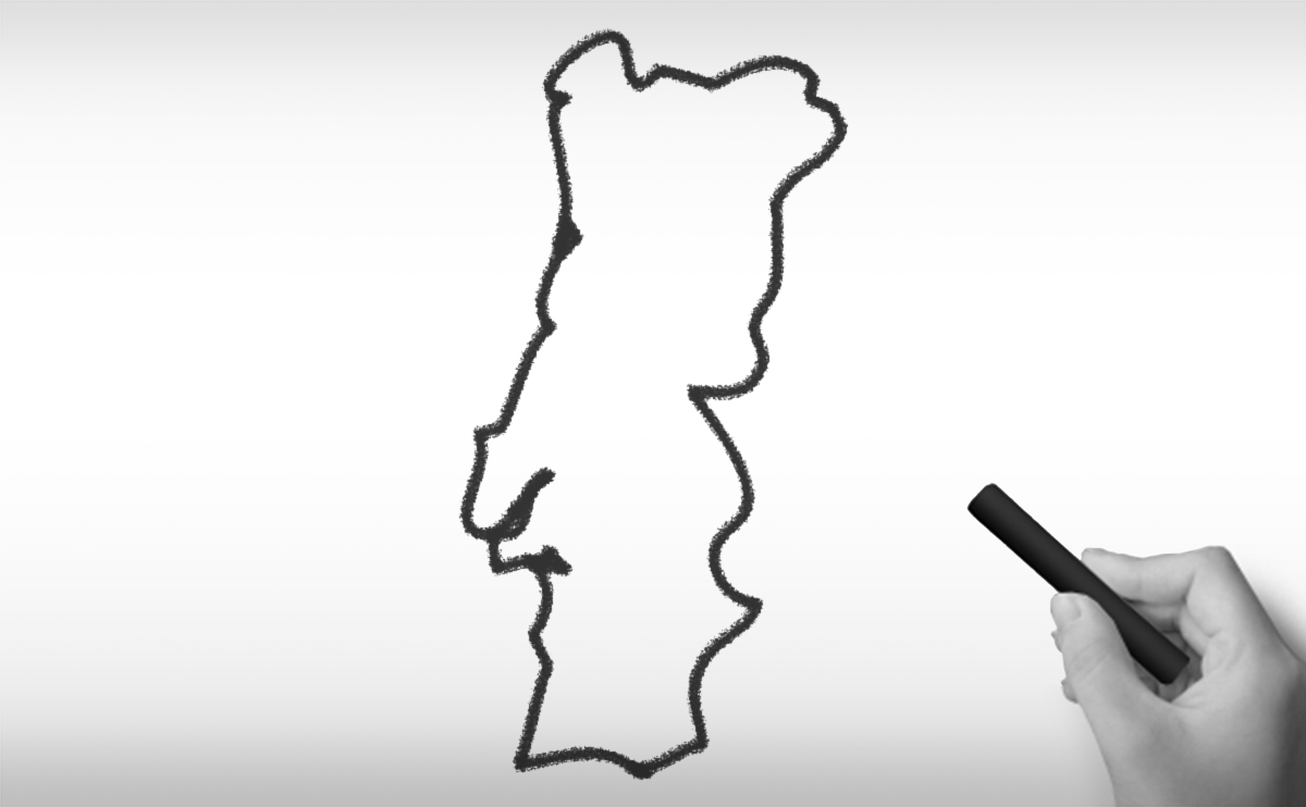 ポルトガル共和国の白地図イラスト
