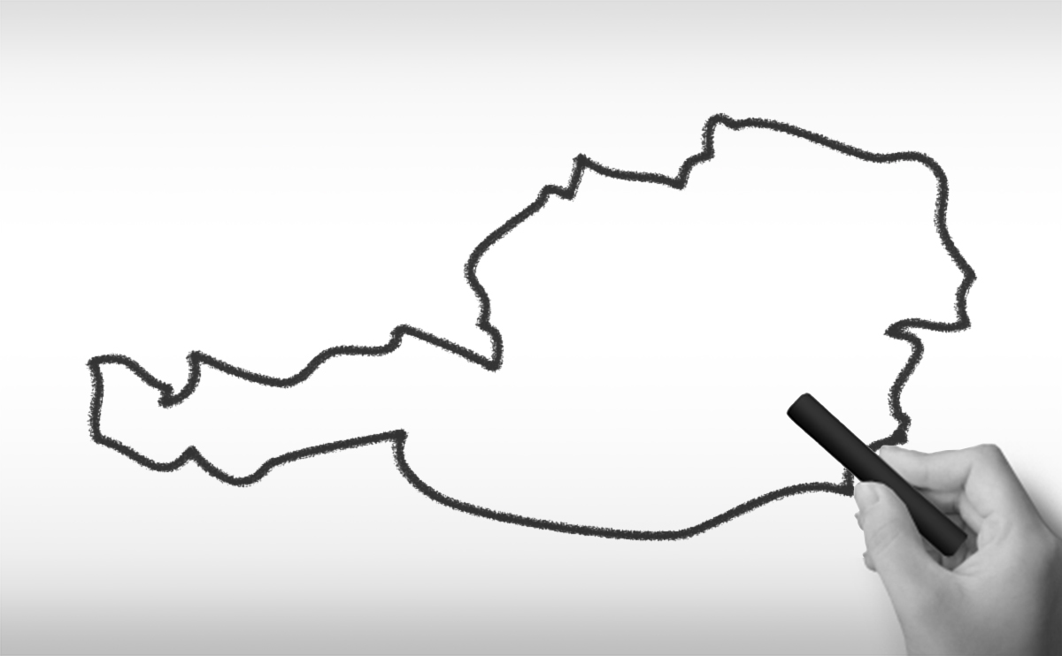 オーストリア共和国の白地図イラスト