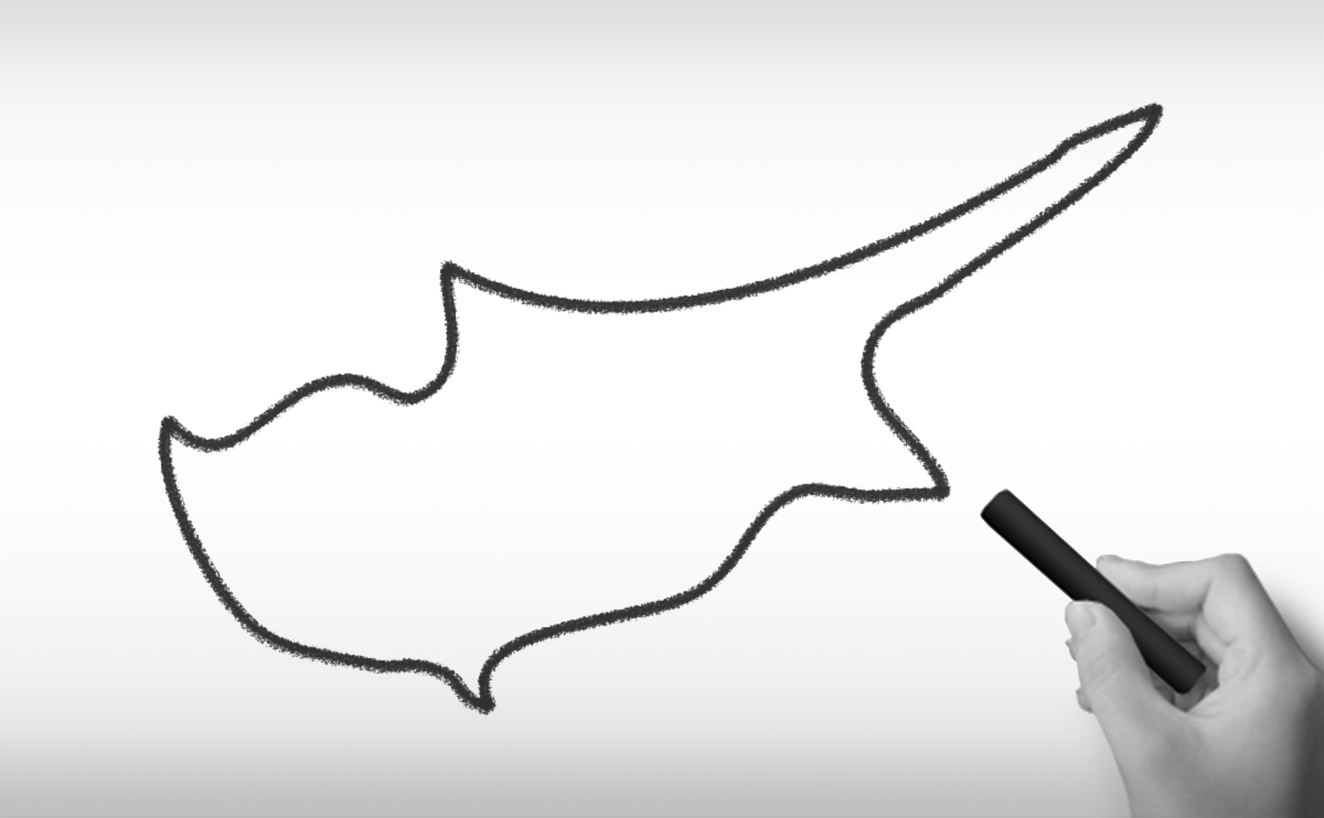 キプロス共和国の白地図イラスト