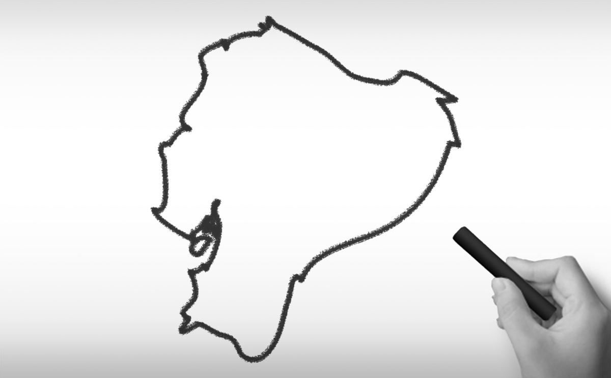 エクアドル共和国の白地図イラスト