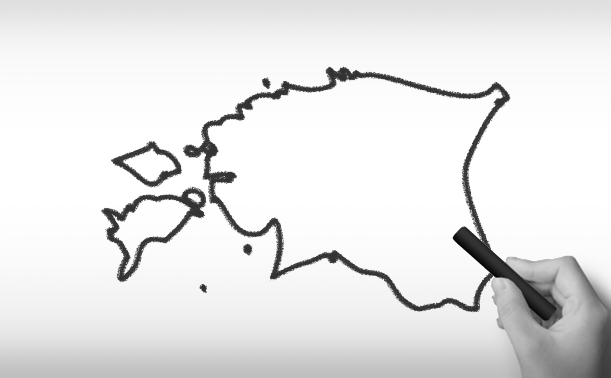 エストニア共和国の白地図イラスト