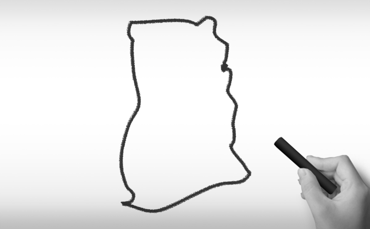 ガーナ共和国の白地図イラスト