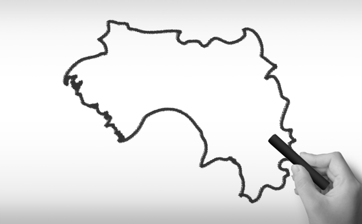 ギニア共和国の白地図イラスト