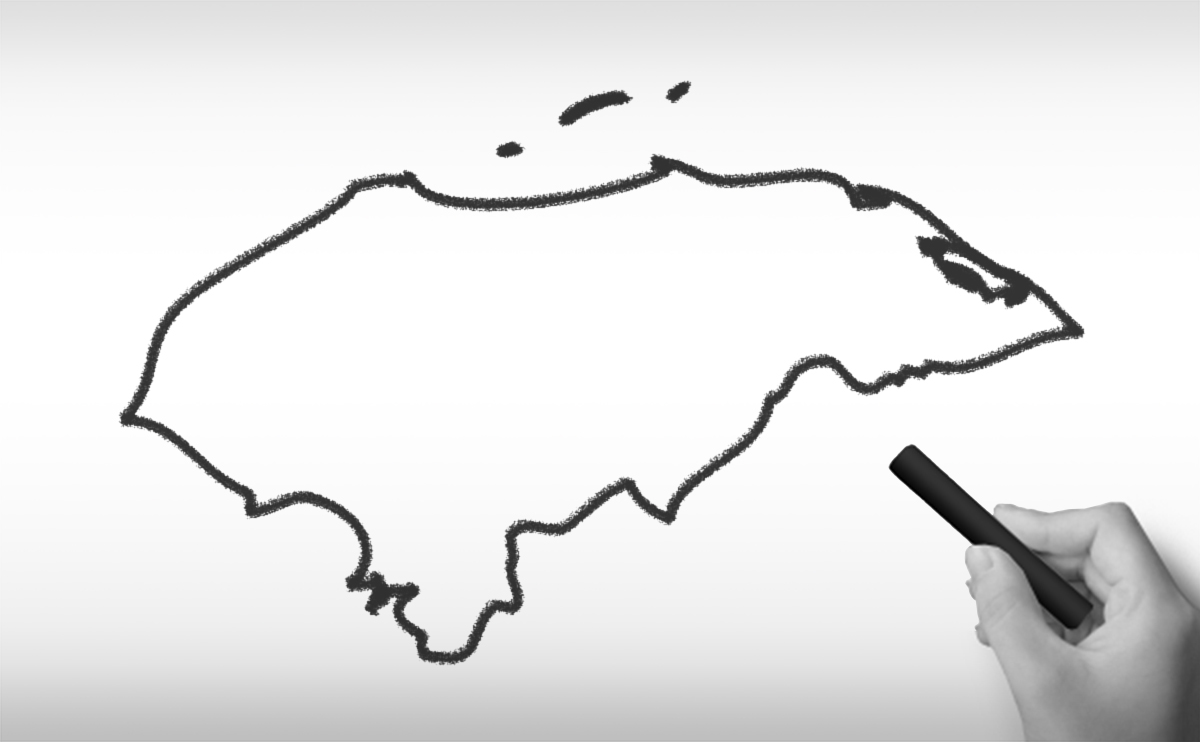 ホンジュラス共和国の白地図イラスト