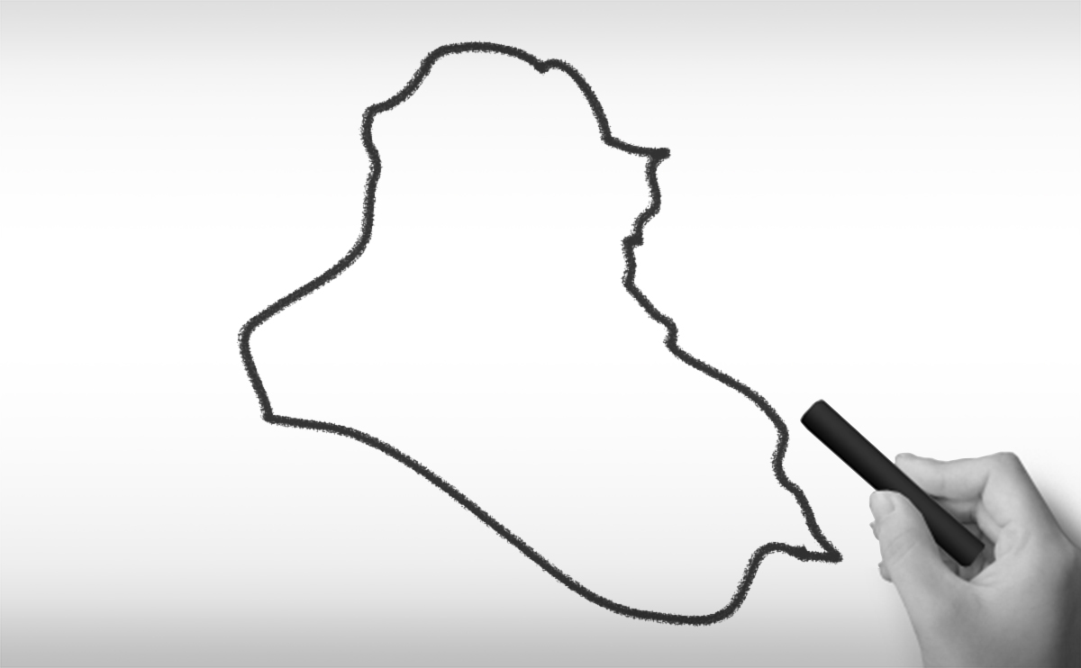 イラク共和国の白地図イラスト