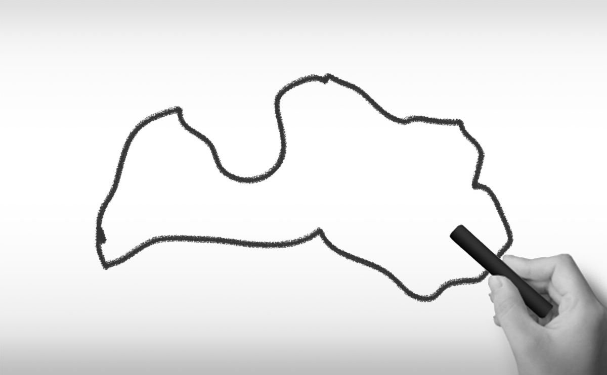 ラトビア共和国の白地図イラスト