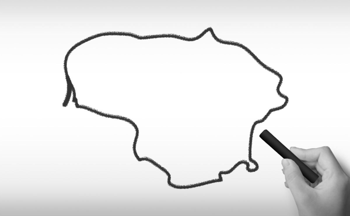 リトアニア共和国の白地図イラスト