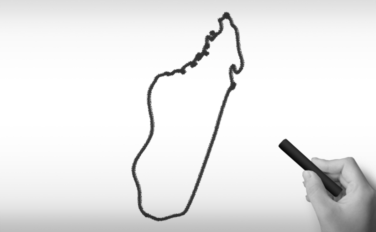マダガスカル共和国の白地図イラスト