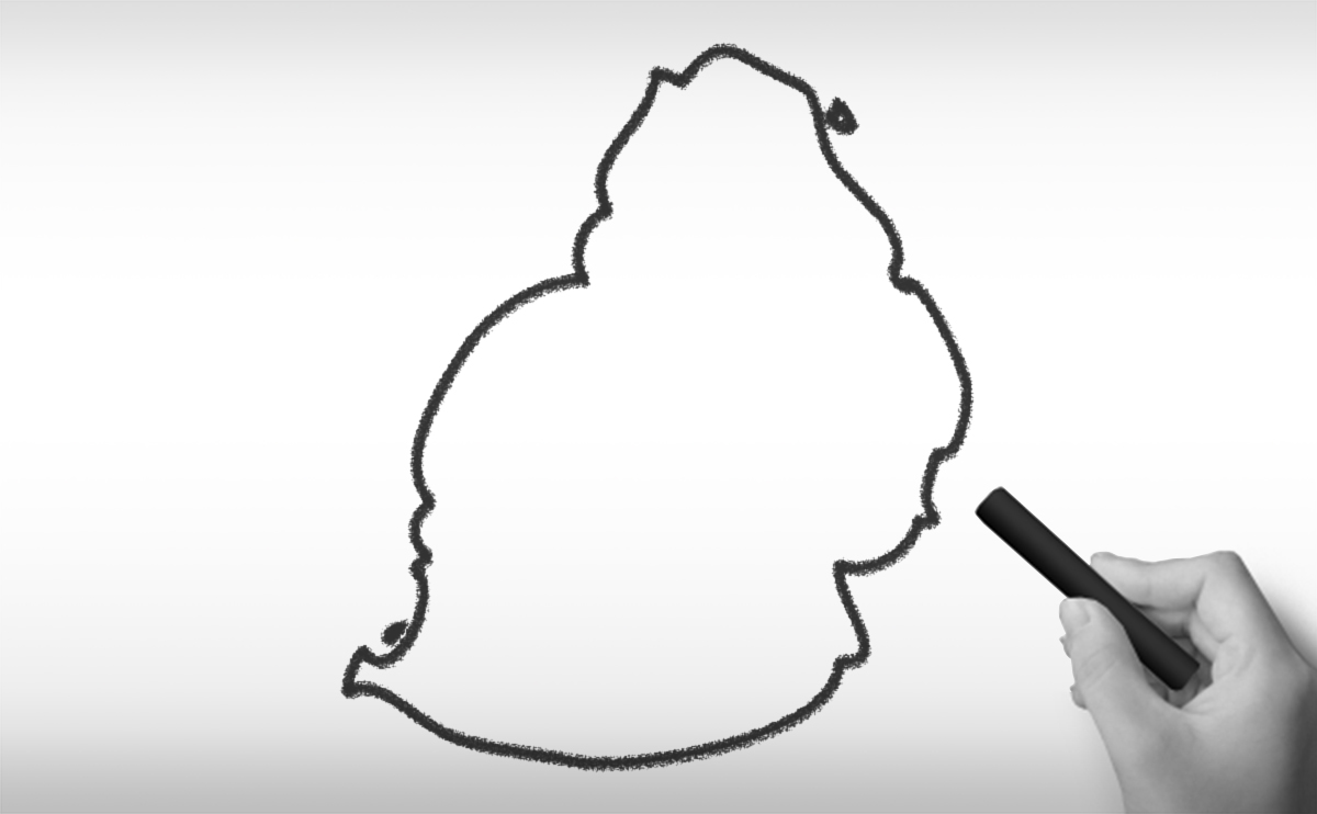 モーリシャス共和国の白地図イラスト