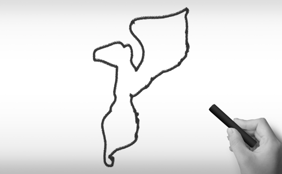 モザンビーク共和国の白地図イラスト