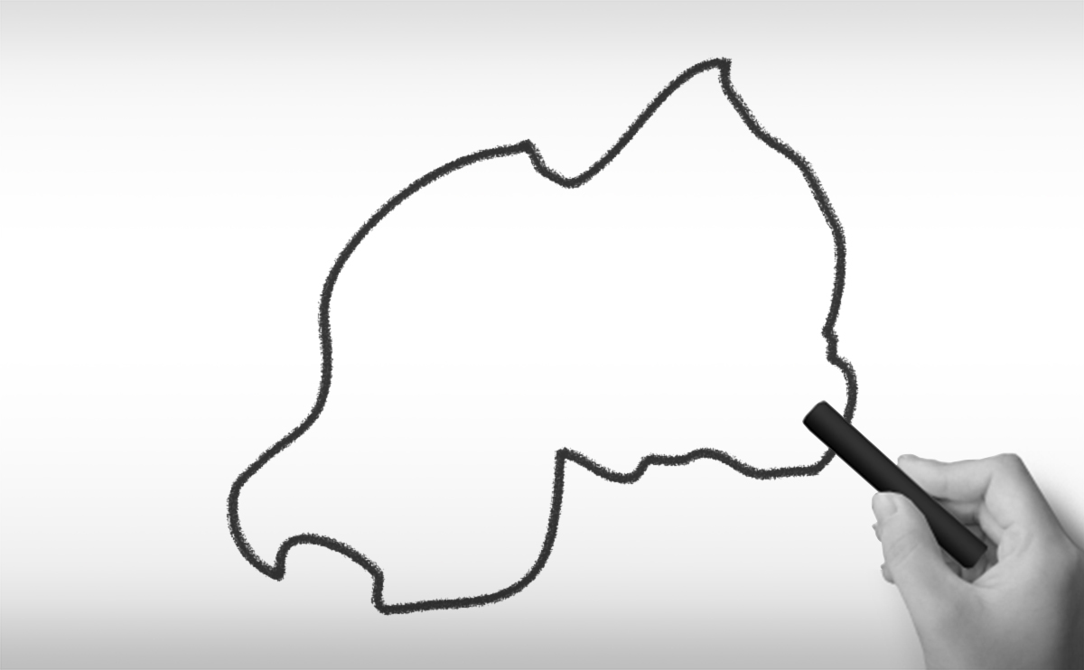 ルワンダ共和国の白地図イラスト