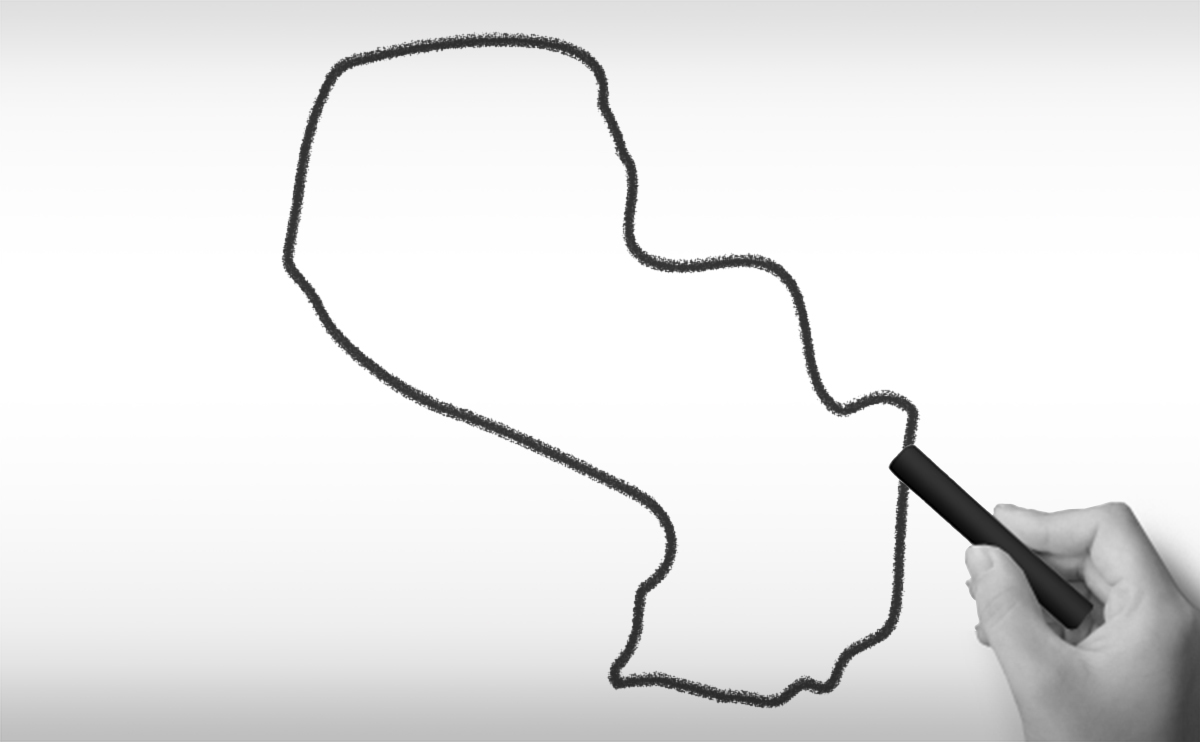 パラグアイの白地図イラスト