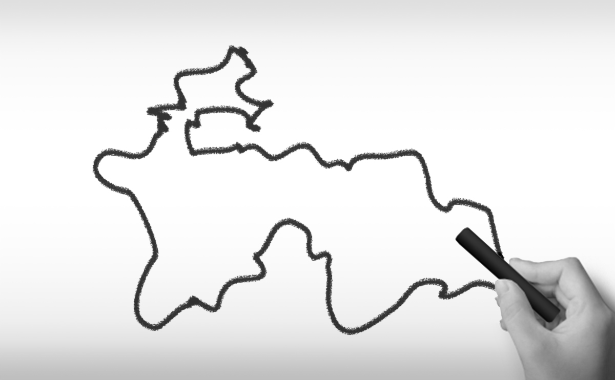 タジキスタン共和国の白地図イラスト