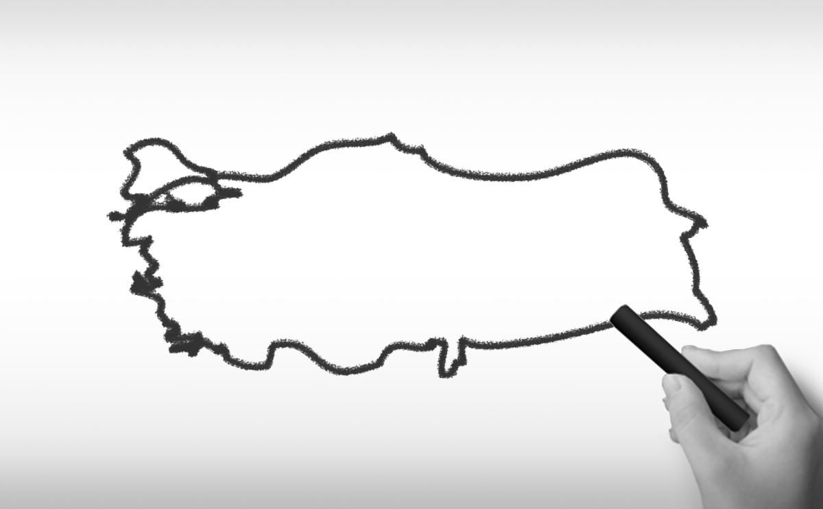 トルコ共和国の白地図イラスト