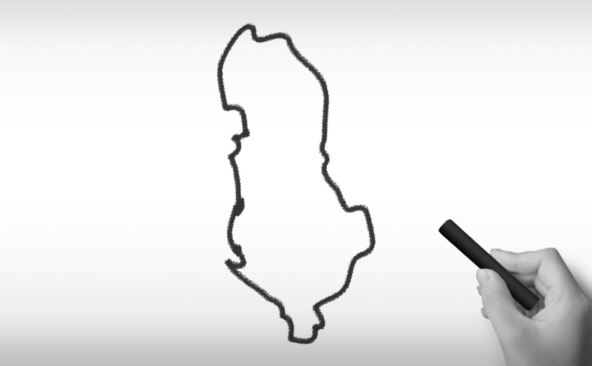 アルバニア共和国の白地イラスト図