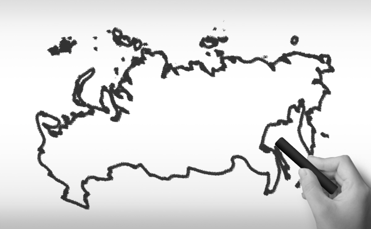 ロシア連邦の白地図イラスト