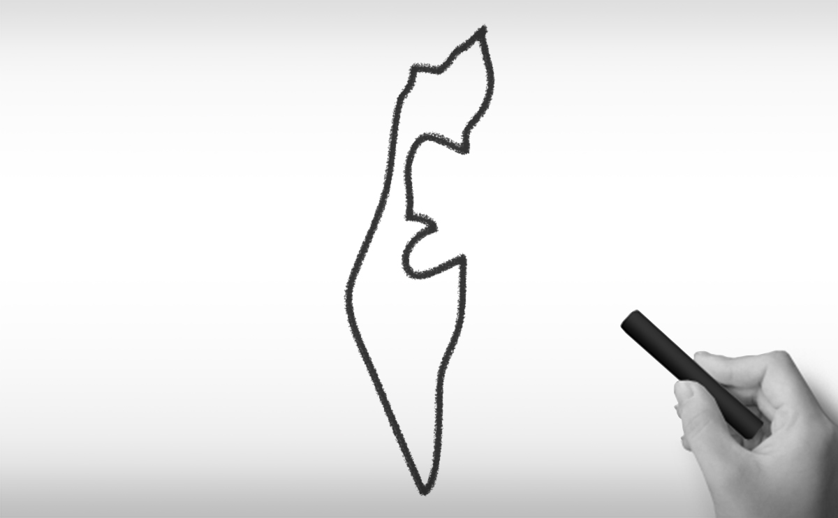 イスラエル国の白地図イラスト