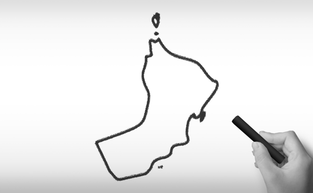 オマーン国の白地図イラスト