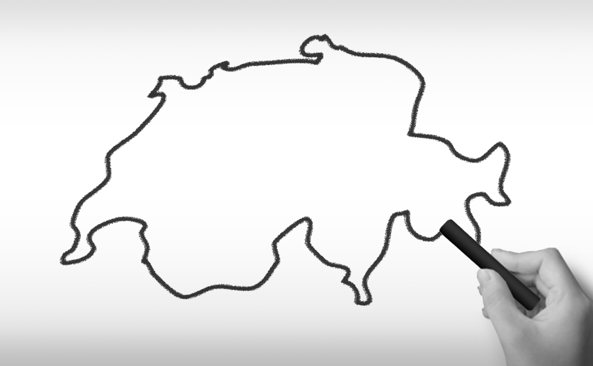 スイス連邦の白地図イラスト