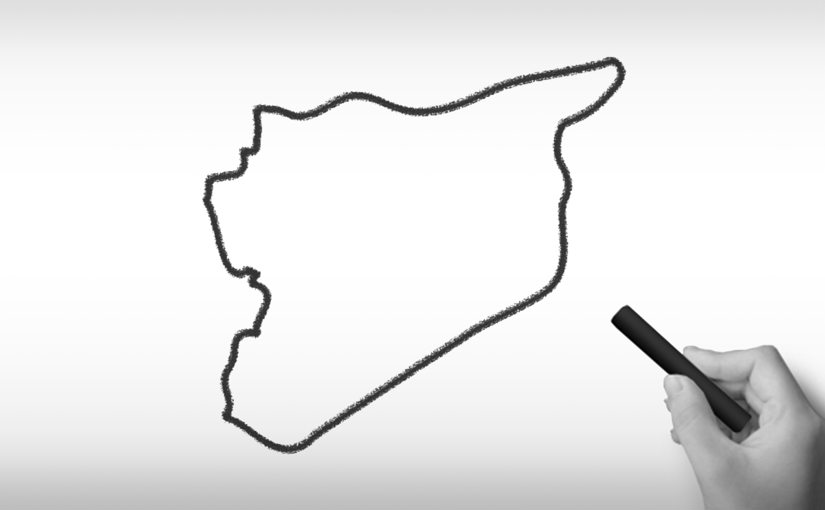 シリア・アラブ共和国の白地図イラスト