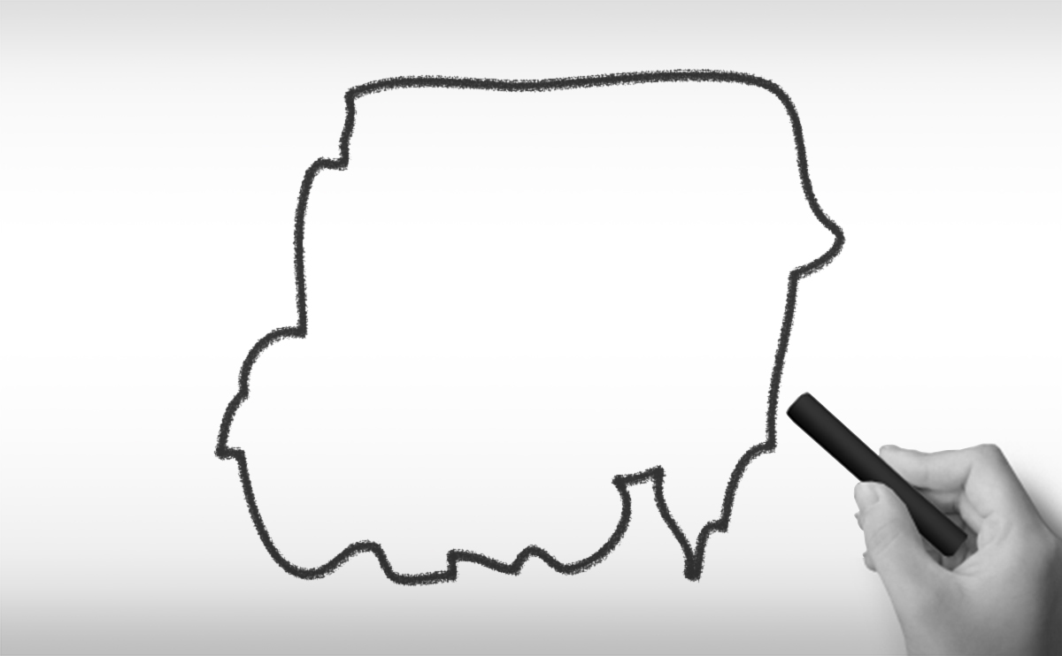 スーダン共和国の白地図イラスト