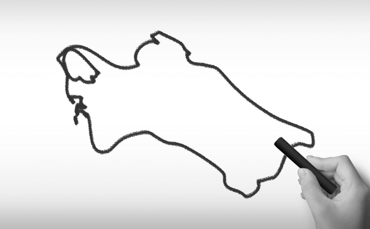 トルクメニスタンの白地図イラスト