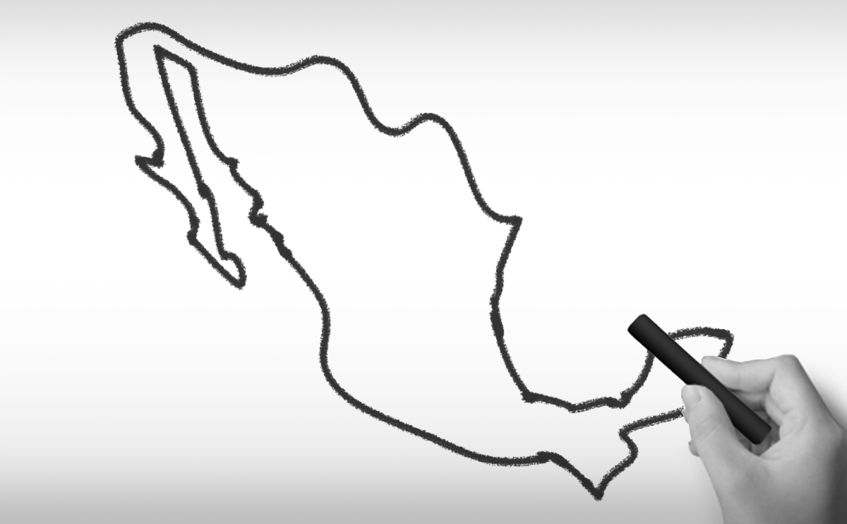 メキシコ合衆国の白地図イラスト