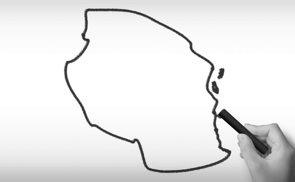タンザニア連合共和国の白地図イラスト