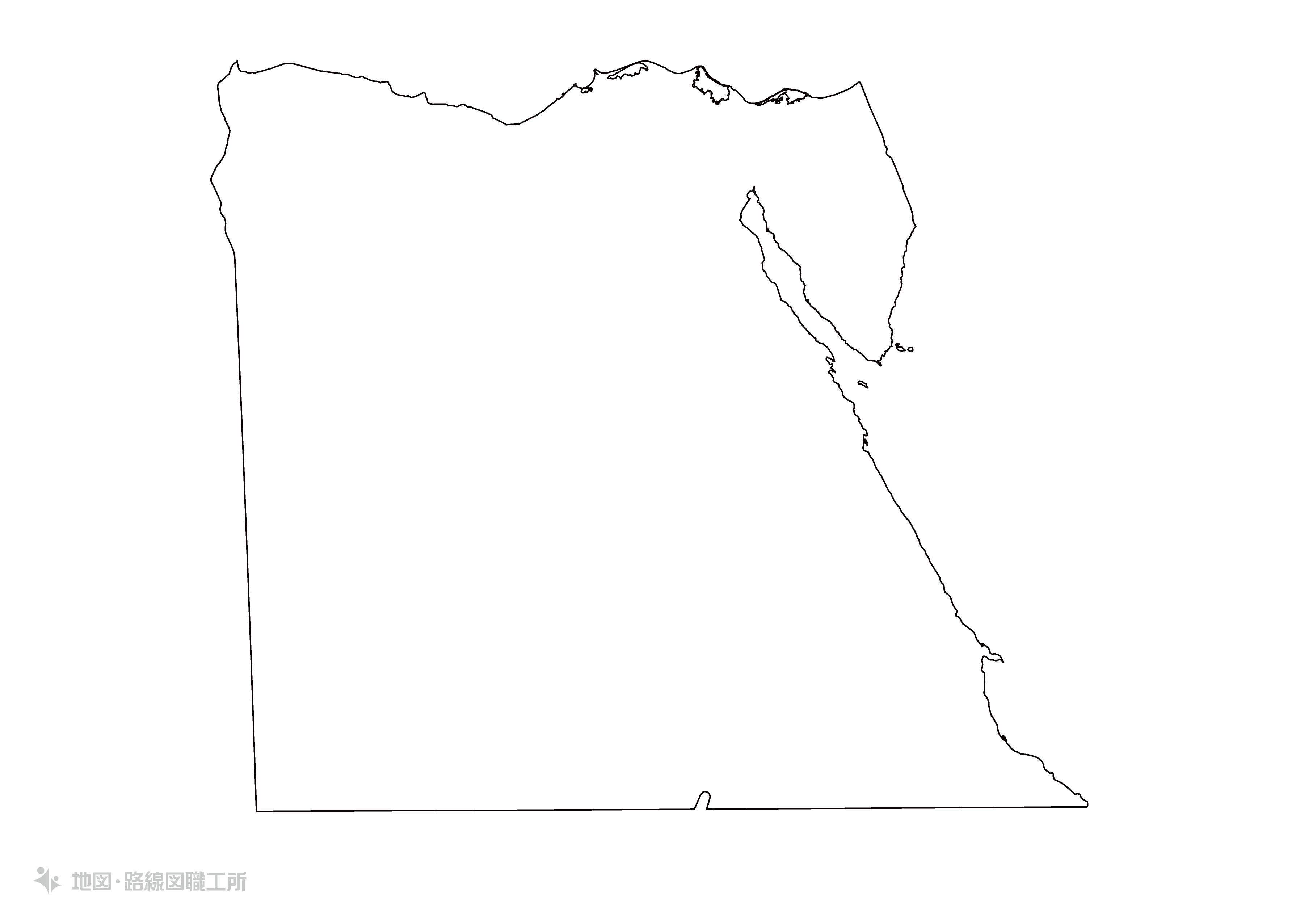 世界の白地図 エジプト・アラブ共和国 arab-republic-of-egypt map 