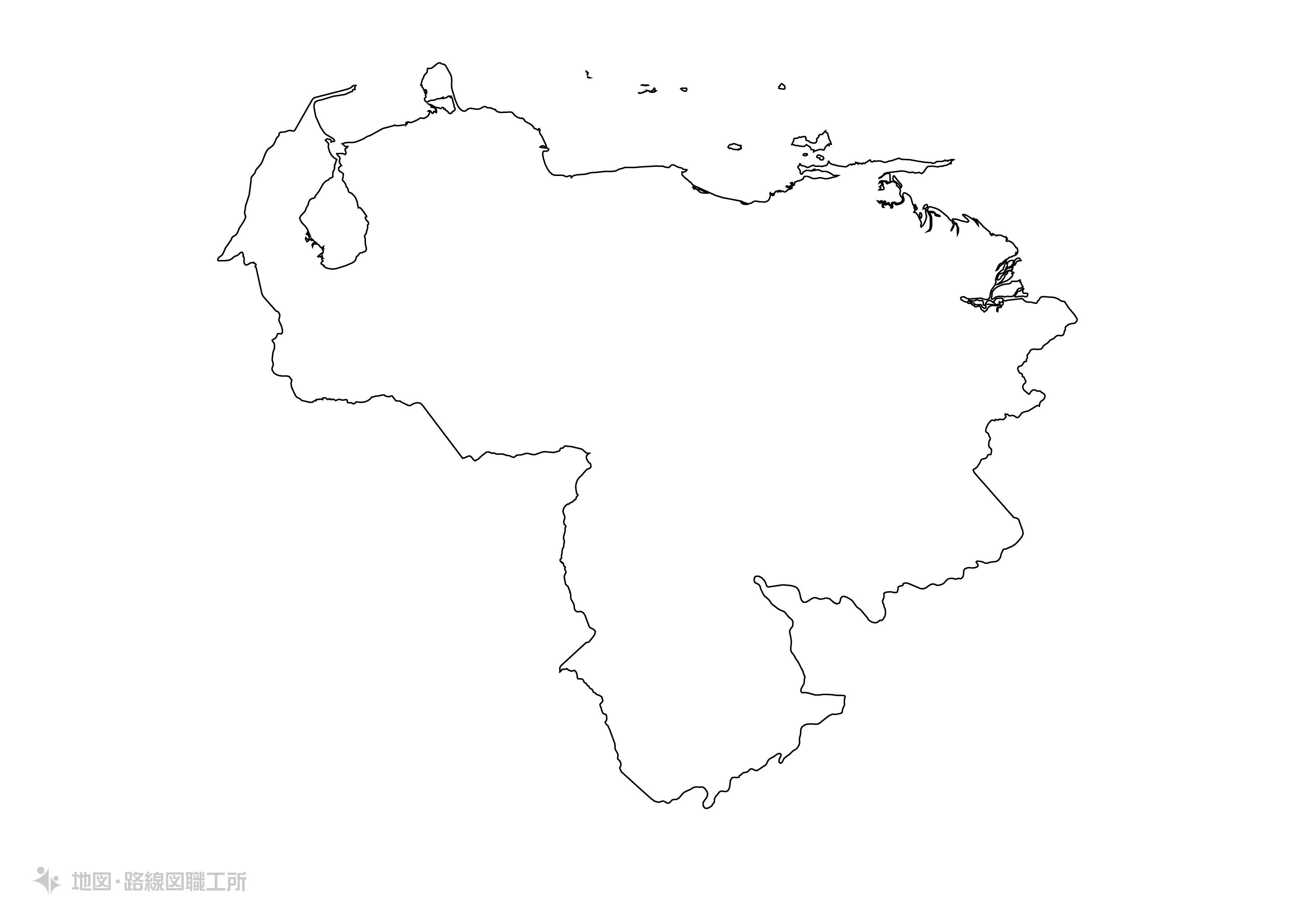 世界の白地図 ベネズエラ・ボリバル共和国 bolivarian-republic-of-venezuela map