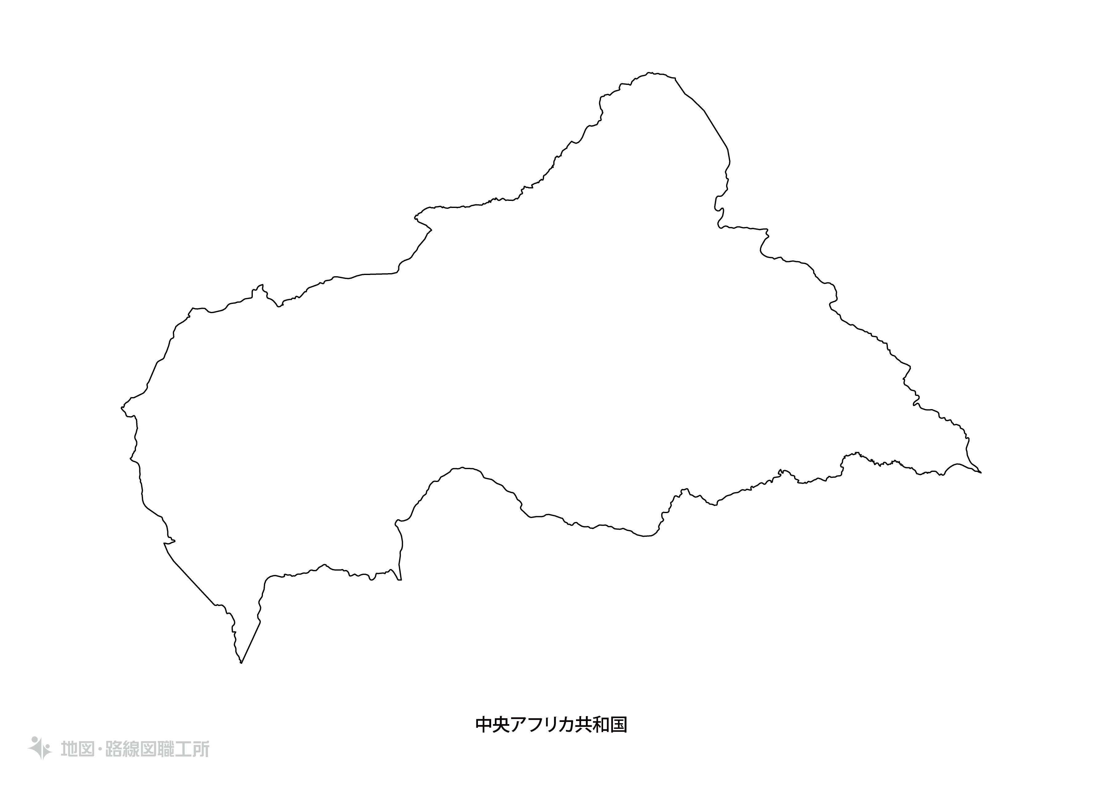 白地図フリーイラスト｜中央アフリカ共和国・国名