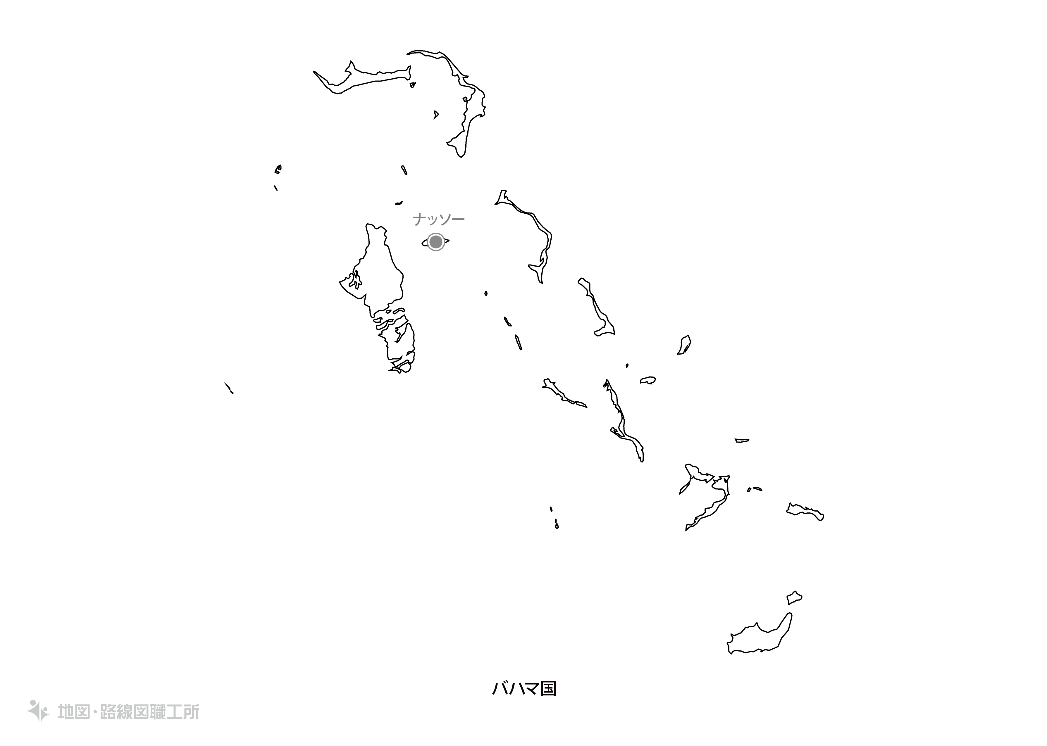 世界の白地図 バハマ国 commonwealth-of-the-bahamas map