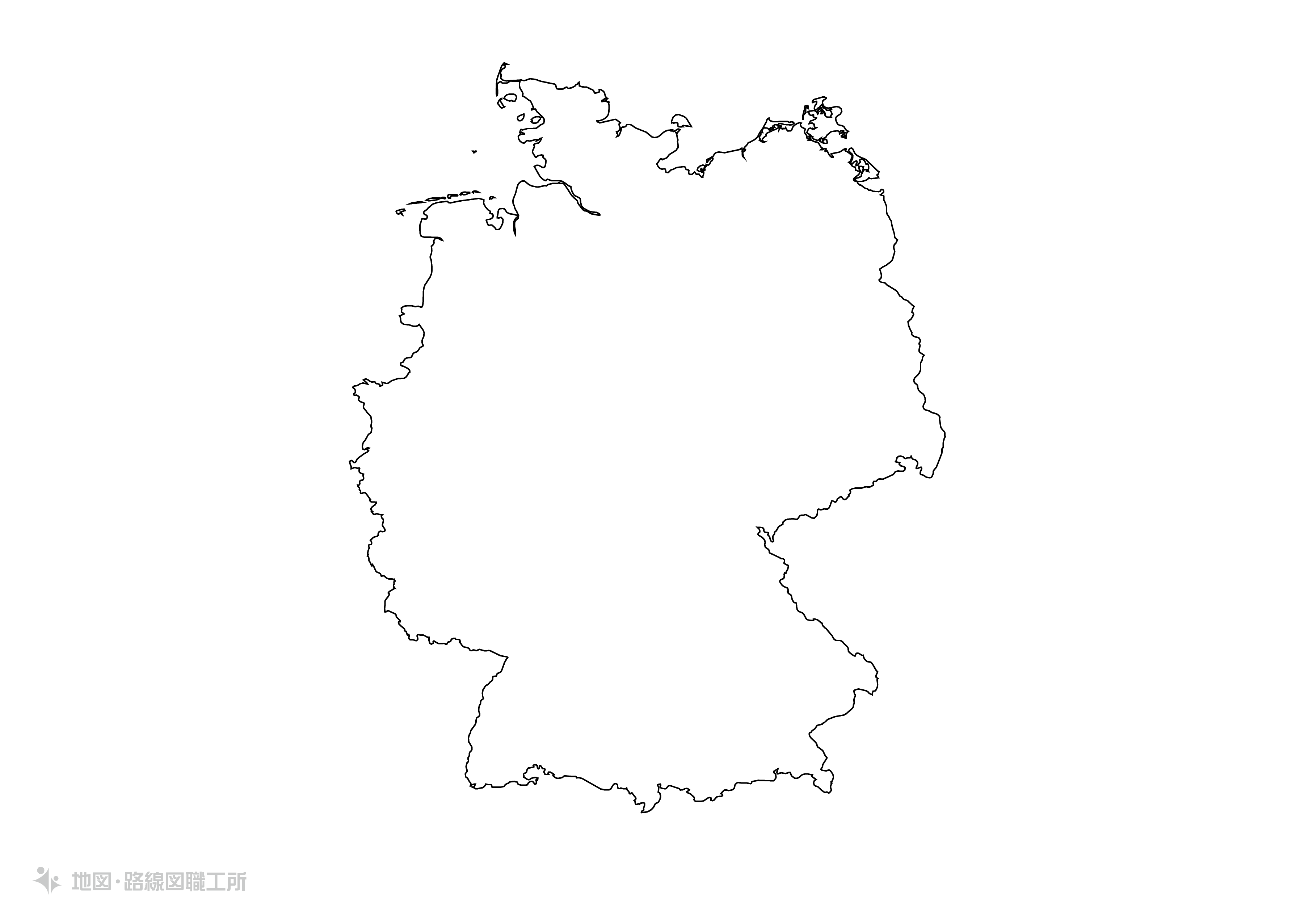 世界の白地図 ドイツ連邦共和国 federal-republic-of-germany map 