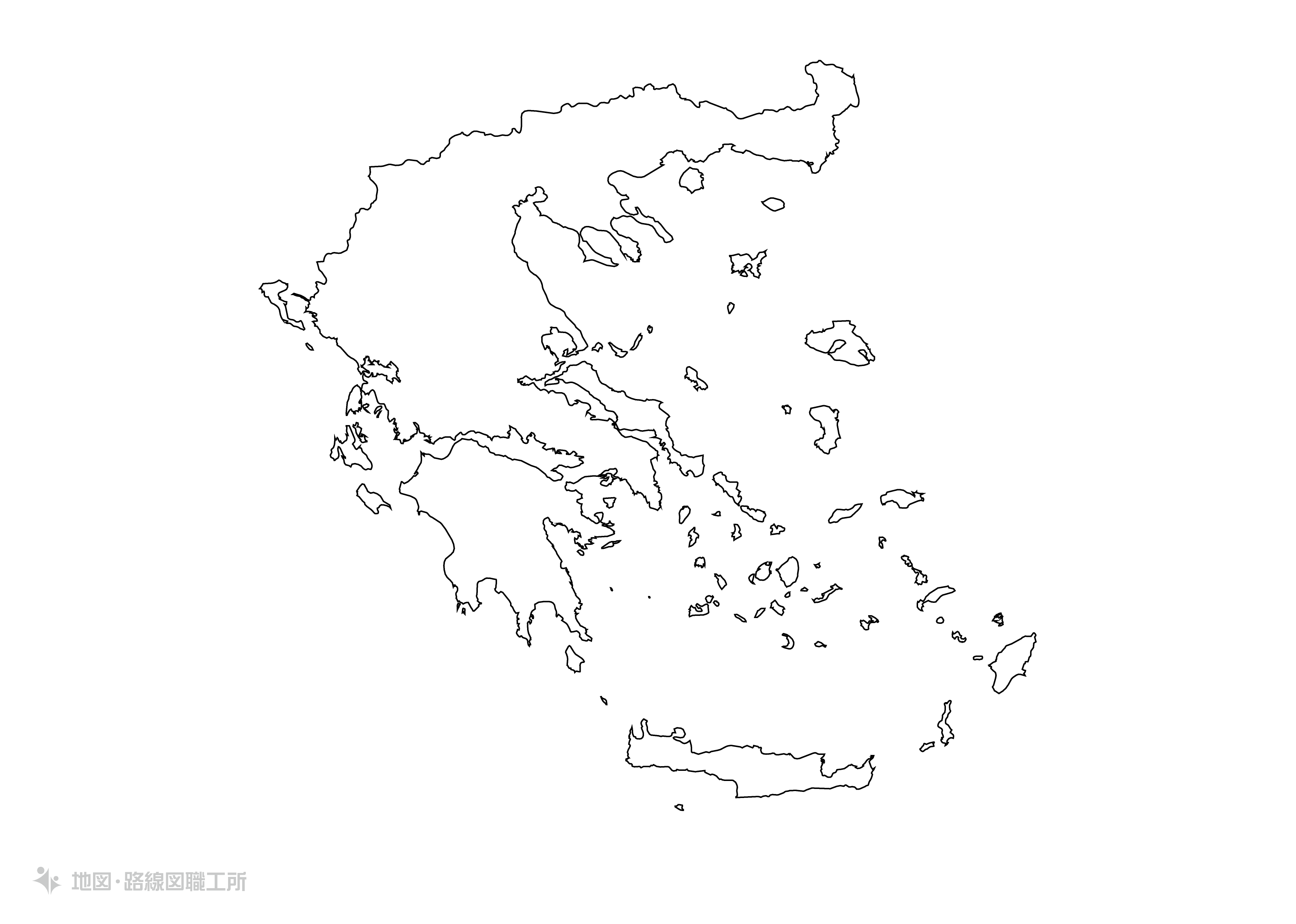 世界の白地図 ギリシャ共和国 hellenic-republic map