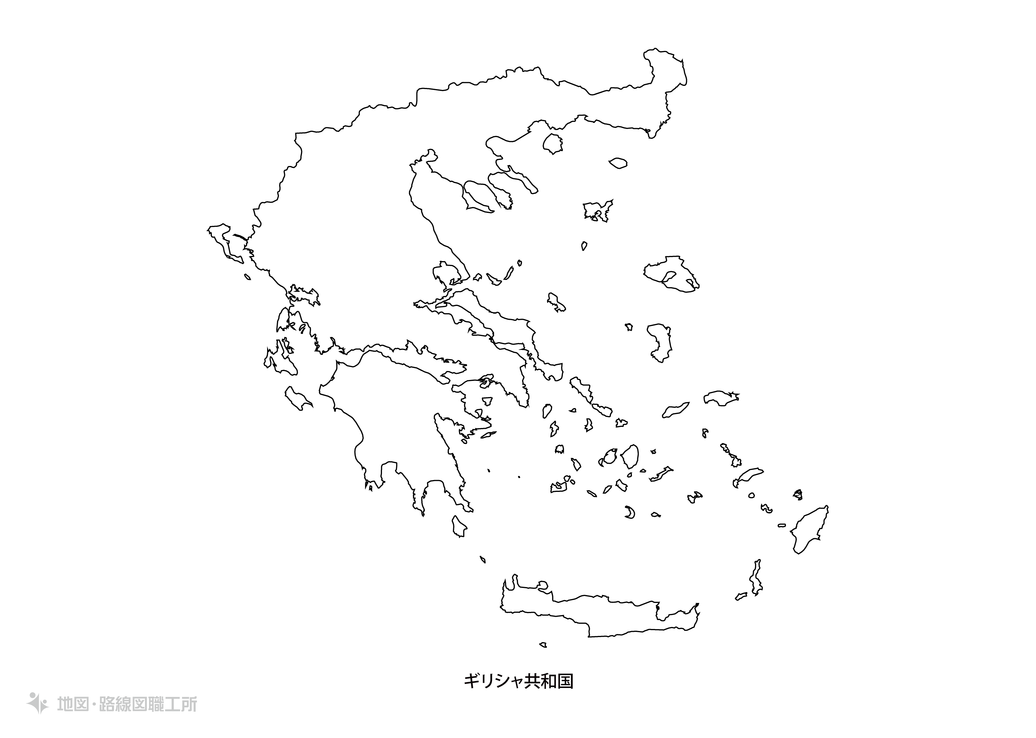ギリシャ共和国の白地図 首都名あり を無料ダウンロード ギリシャ共和国の白地図 首都名あり を無料ダウンロード