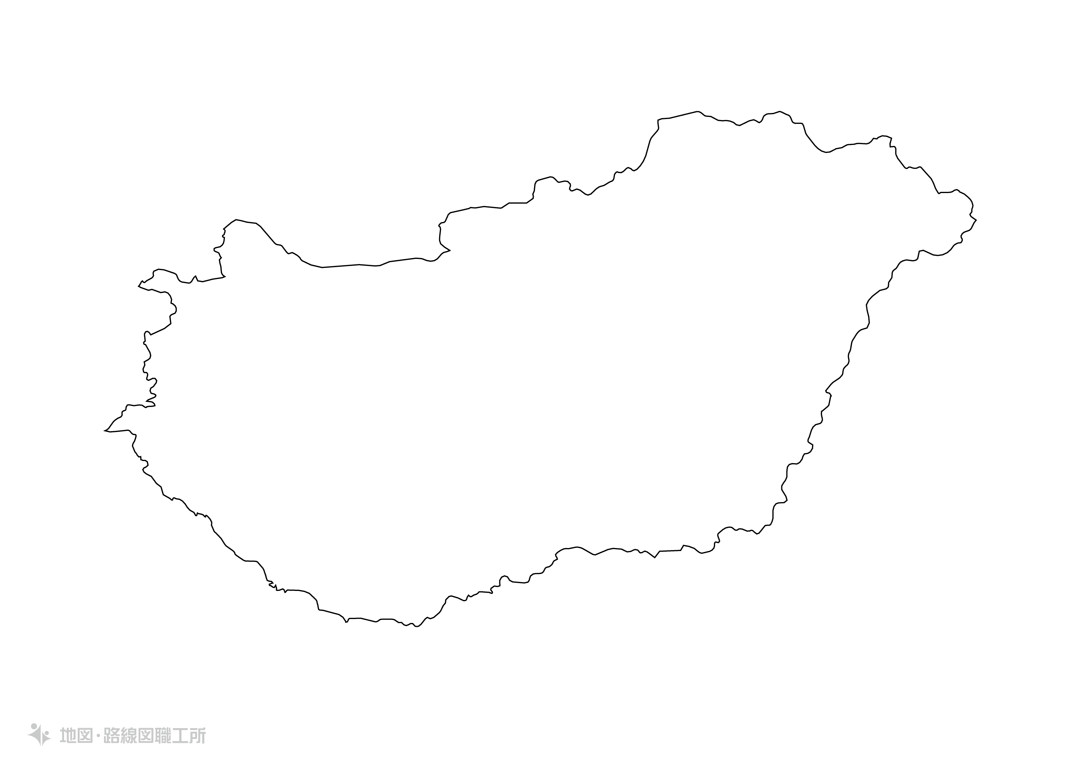 世界の白地図 ハンガリー hungary map