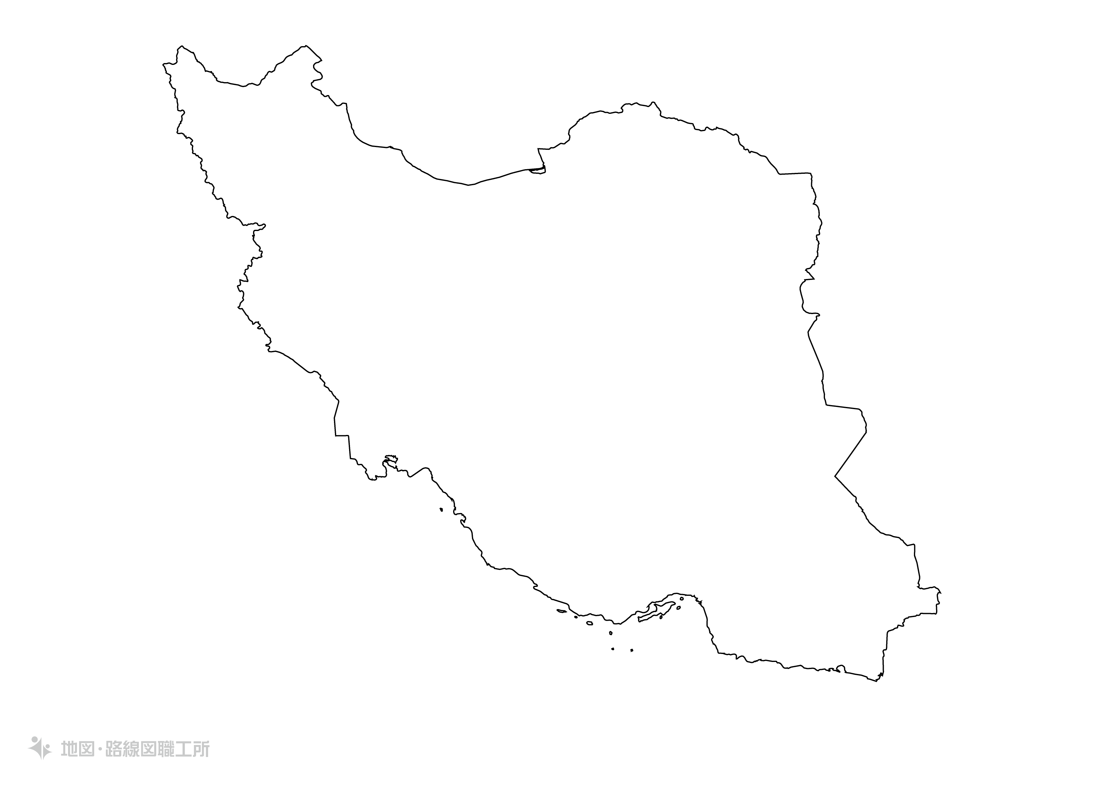 世界の白地図 イラン・イスラム共和国 islamic-republic-of-iran map