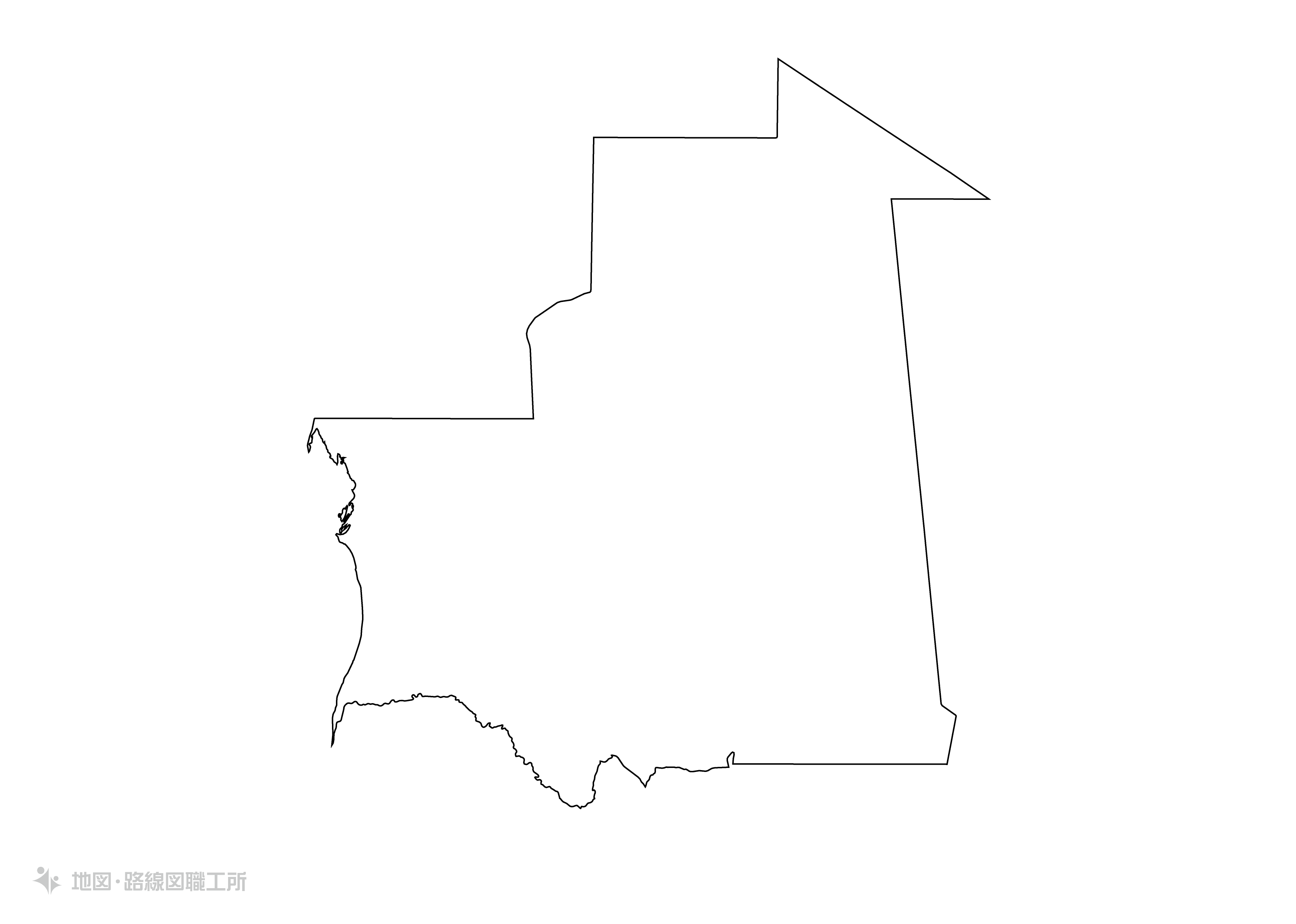 世界の白地図 モーリタニア・イスラム共和国 islamic-republic-of-mauritania map