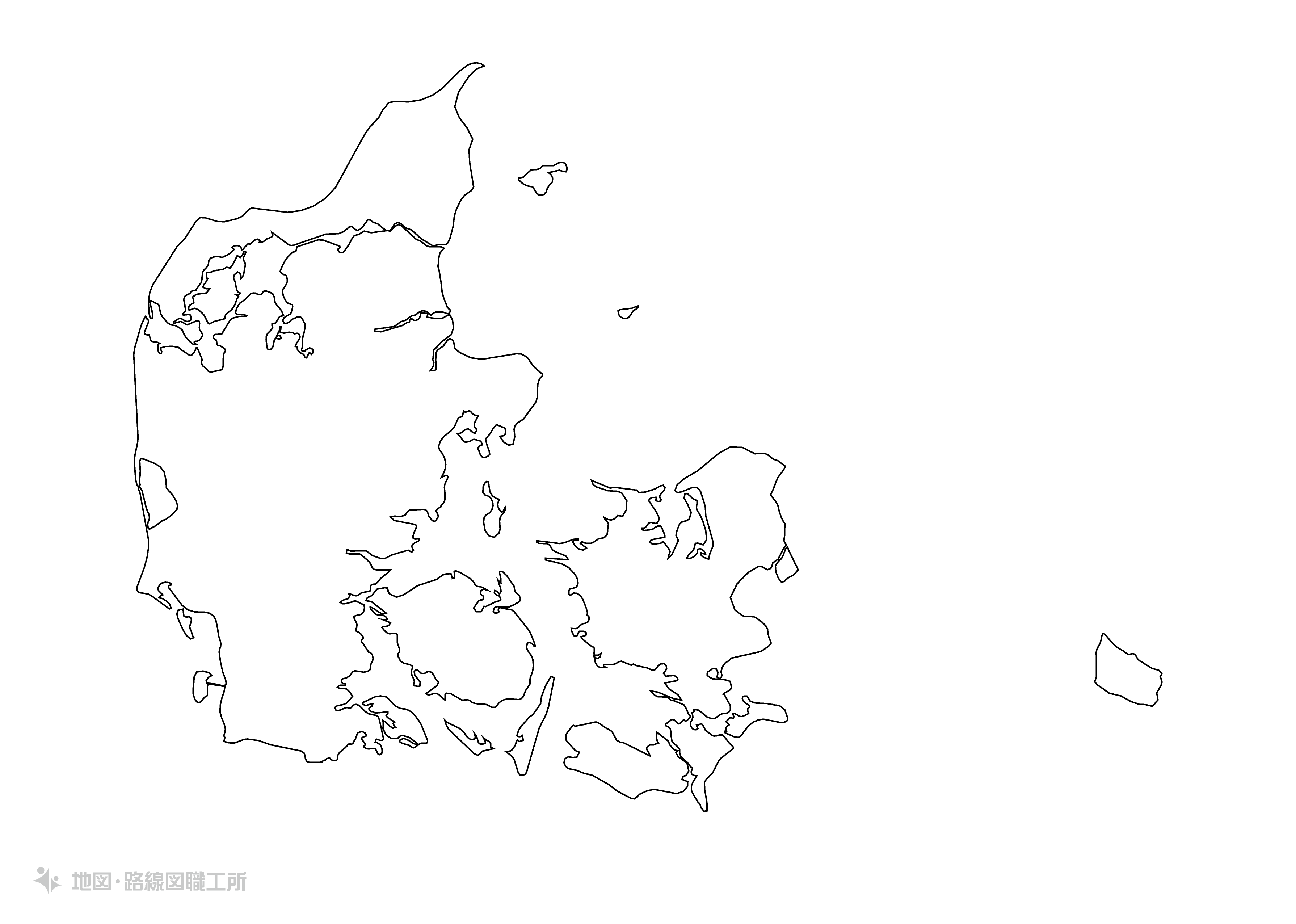 世界の白地図 デンマーク王国 kingdom-of-denmark map