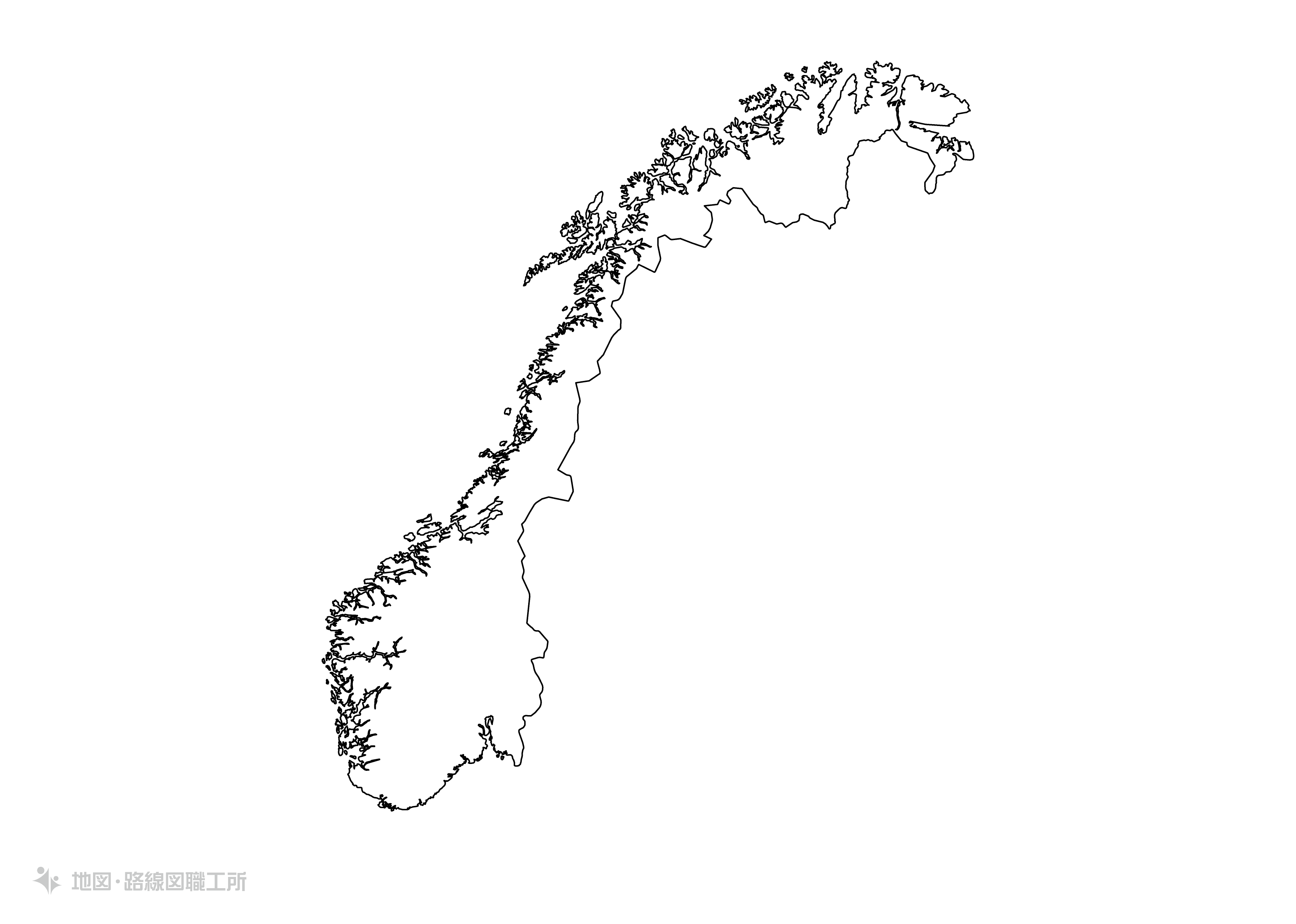 世界の白地図 ノルウェー王国 kingdom-of-norway map