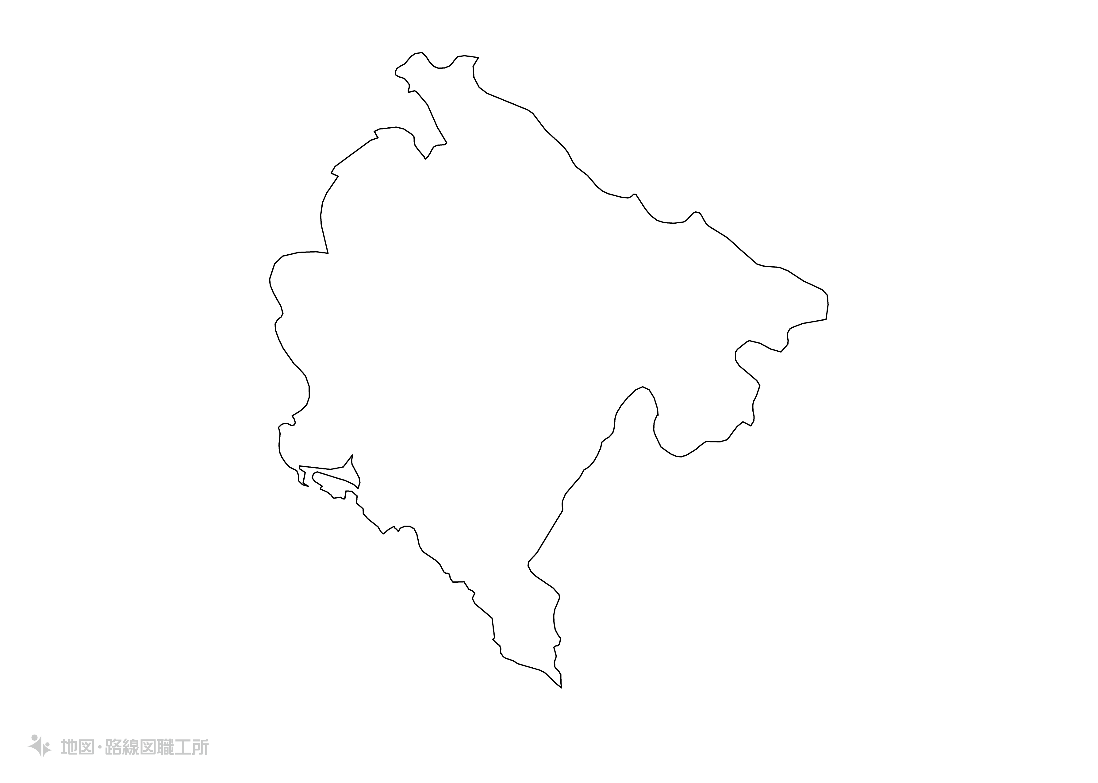 世界の白地図 モンテネグロ montenegro map