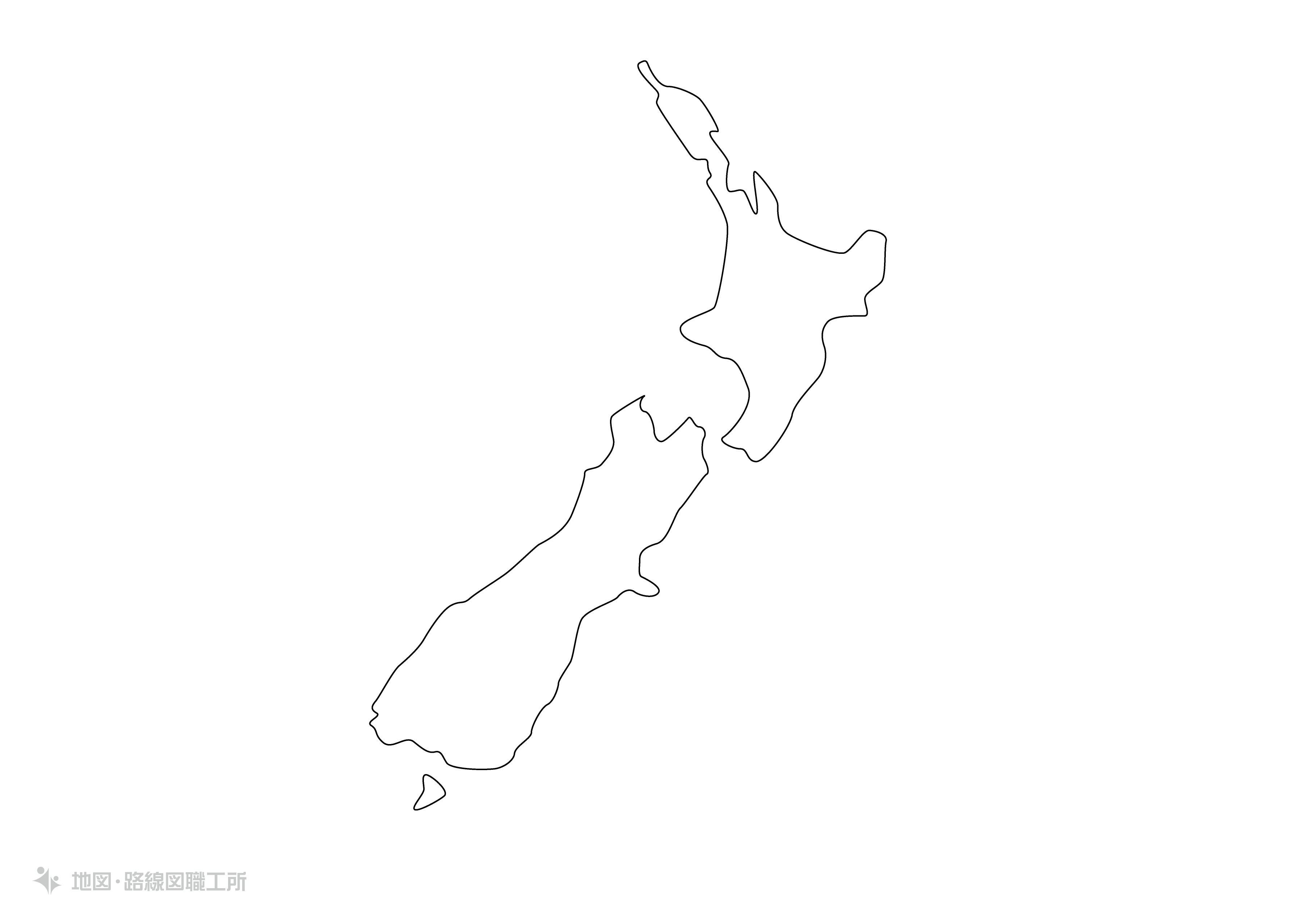 世界の白地図ニュージーランド new-zealand map